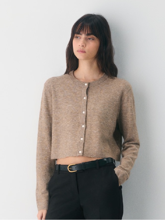 Wilfred Cropped Button-Front Cardigan - Brown